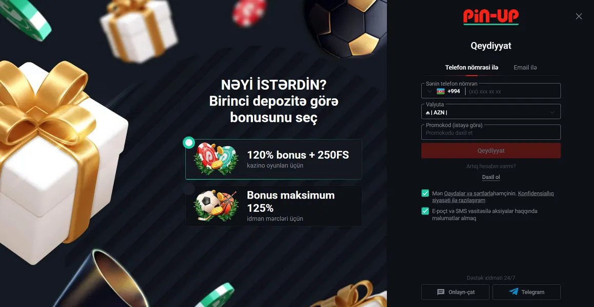 PinUp APK yükləndikdən sonra qeydiyyat